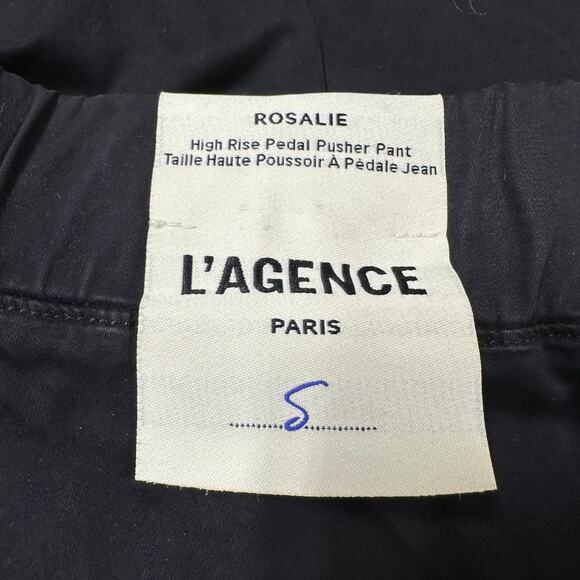 L'AGENCE NWT Rosalie High Rise Pedal Pusher Pant Crop Black Size S Elastic Waist - Picture 4 of 10